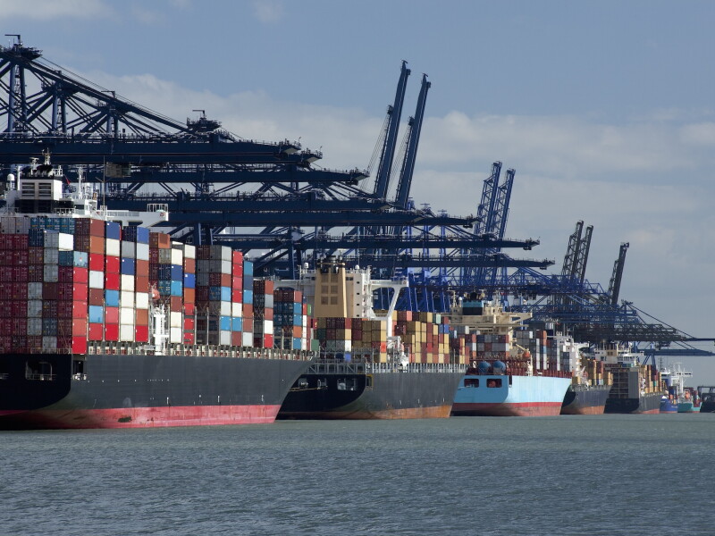Container ships at dock