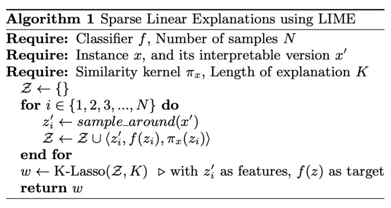 Algorithm 1 Sparse Linear Explanations using LIME