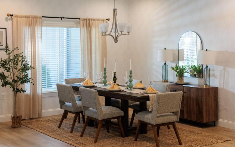 Rebecca's new dining room which features an extendable dining table, perfect for hosting her family and friends for the holiday.