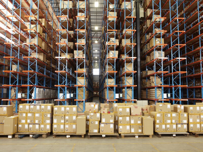 View of large distribution warehouse