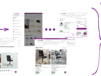 a flow diagram shows the transition between multiple wayfair webpages being represented by a vector of integers in an embedding space