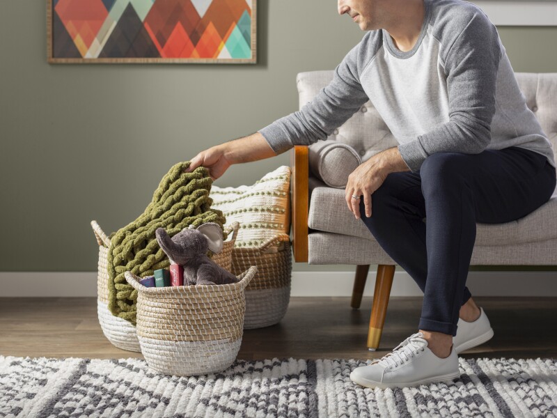 home decor supplier advertising of customer putting away recent purchases
