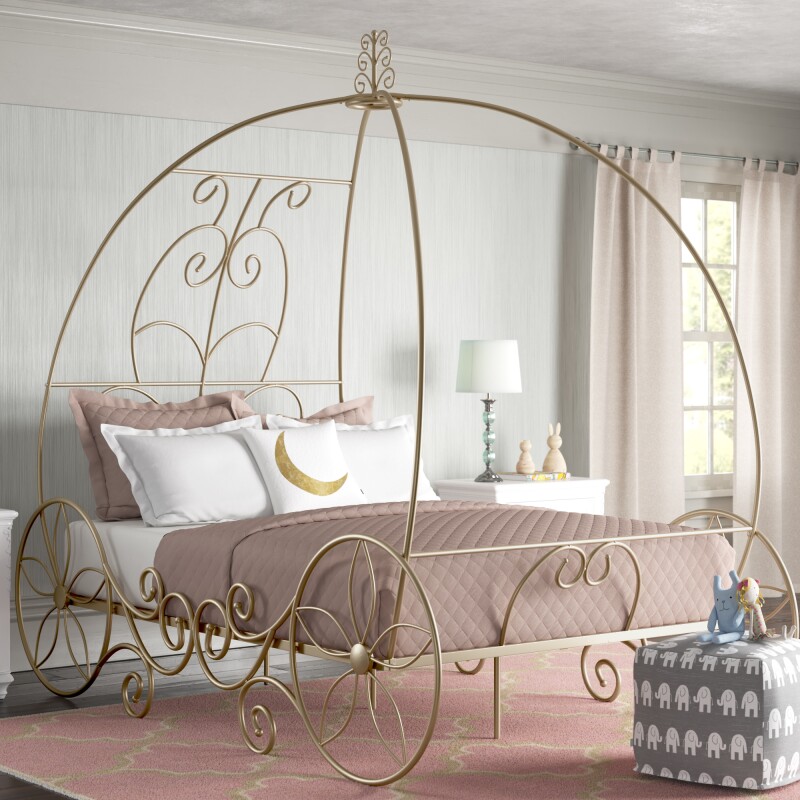 Cinderella-carriage style bedframe.