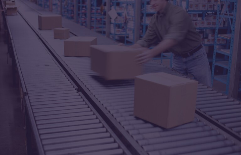 Person processing orders at freight forwarding center