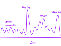 Count of orders place with Wayfair per day, showing weekly, seasonal, and shock fluctuations